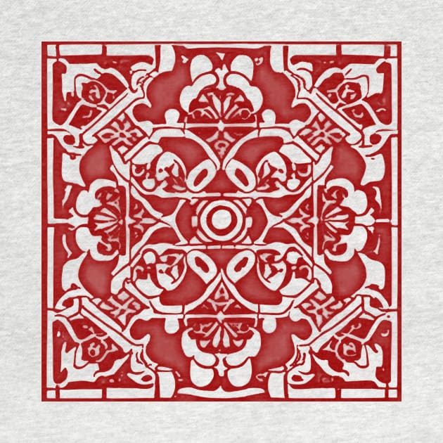 Abstract Symmetrical Lattice Print - Crimson Aesthetic by BubbleMench